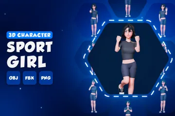 Sport Girl - Corpo Inteiro Pacote de Illustration 3D