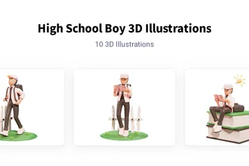 Menino do ensino médio Pacote de Illustration 3D