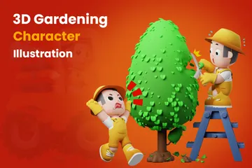 Gartenarbeit 3D Illustration Pack