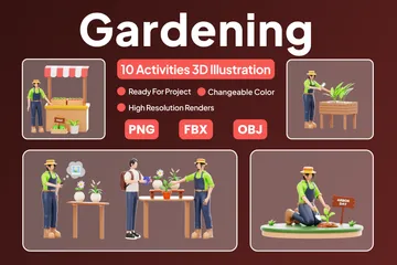 Gartenarbeit 3D Illustration Pack