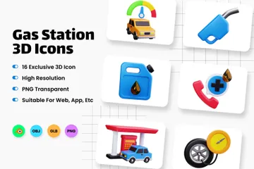 Gas Station 3D Icon Pack