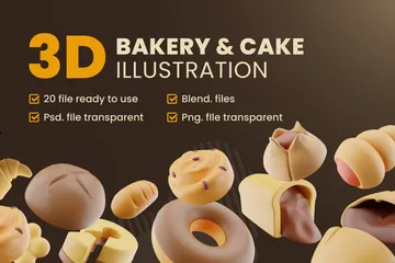 Boulangerie et pâtisserie Pack 3D Icon