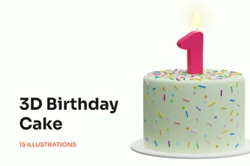 Gâteau d'anniversaire Pack 3D Icon