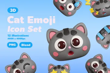 Emoji de gato Paquete de Illustration 3D