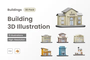 Gebäude 3D Illustration Pack