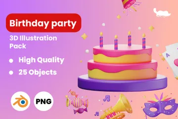 Geburtstagsfeier 3D Illustration Pack