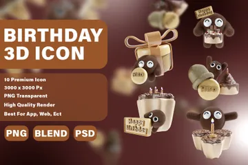 Geburtstagsparty-Schokolade 3D Icon Pack