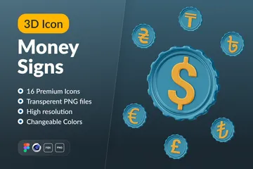 Geldzeichen 3D Icon Pack