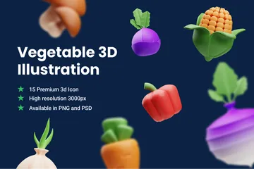 Gemüse 3D Illustration Pack