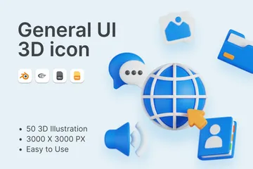 Allgemeine Benutzeroberfläche 3D Icon Pack