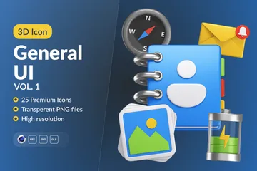 Interface utilisateur générale Vol.1 Pack 3D Icon
