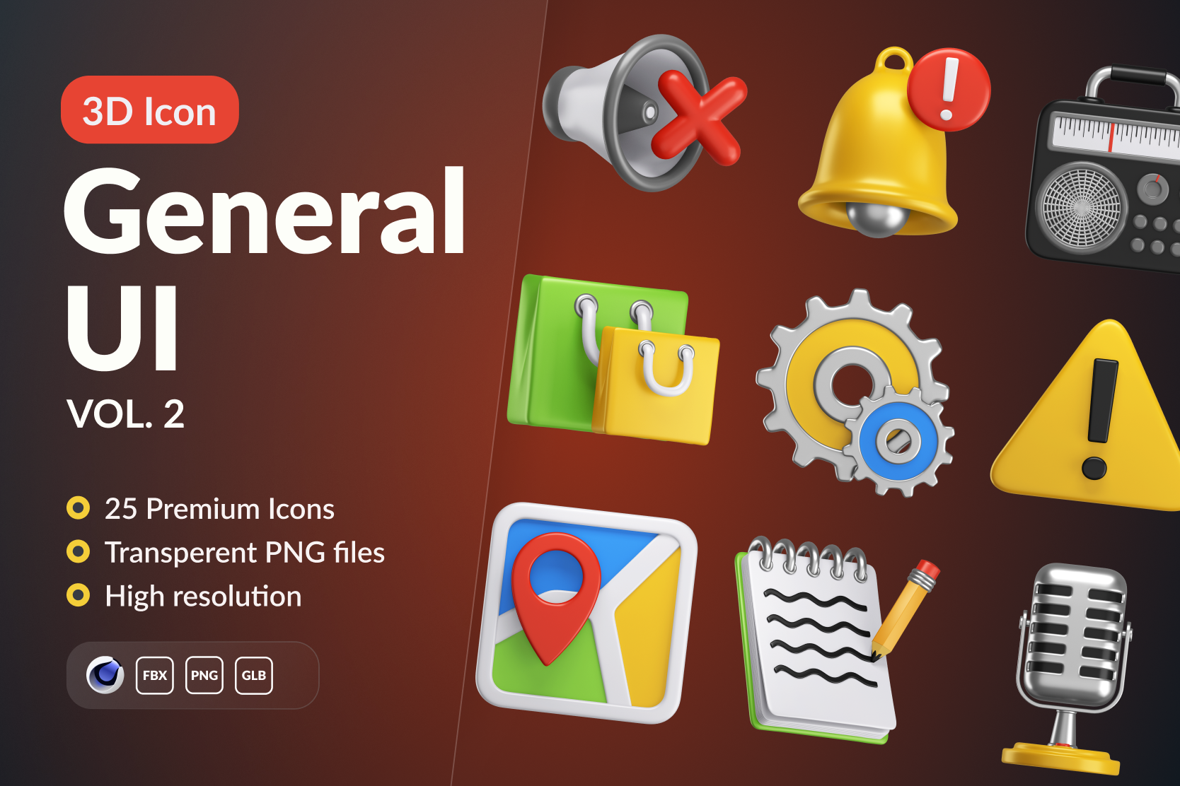 Premium General UI Vol.2 3D Illustration pack from User Interface 3D ...