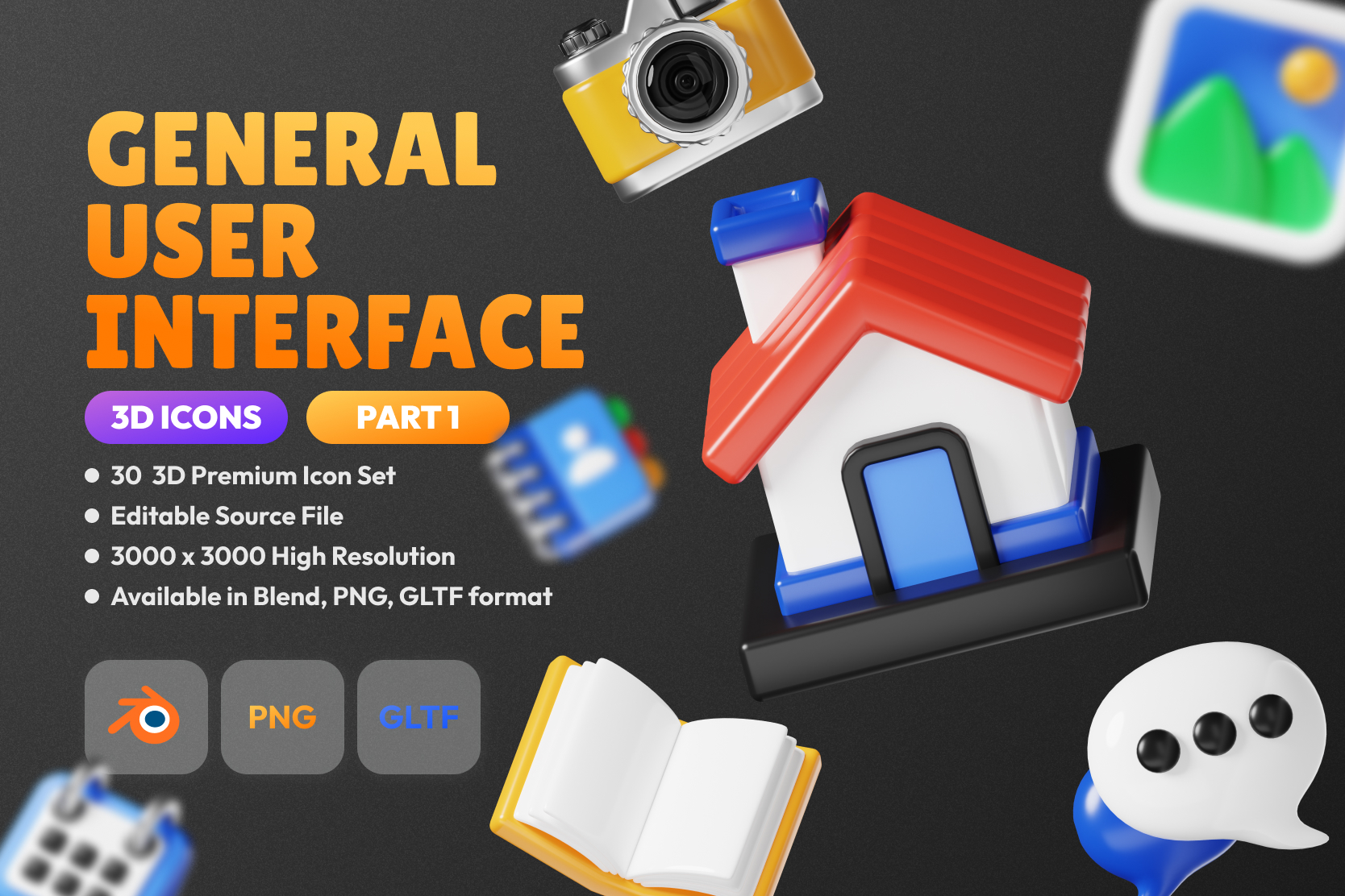 General User Interface 3D Illustration Pack - 30 User Interface 3D ...