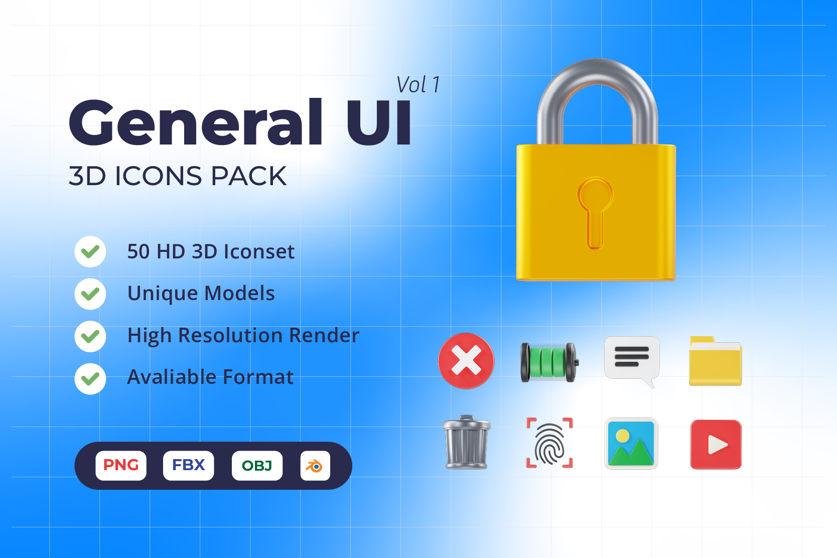 General User Interface 3D Icon Pack - 50 Free Download User Interface ...