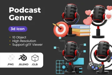 Género del podcast Paquete de Icon 3D