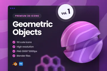 幾何学的オブジェクト Vol. 1 3D Iconパック