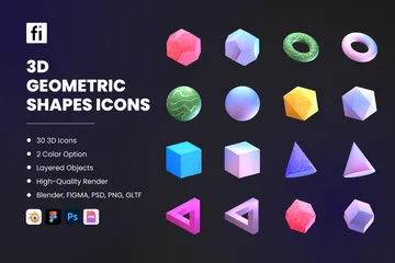 Geometric Shapes 3D Icon Pack