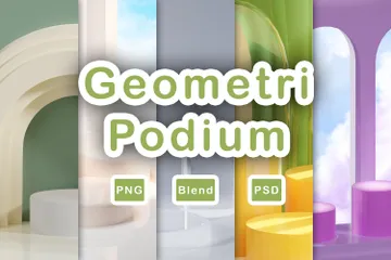 Geometrischer Podiumhintergrund 3D Illustration Pack