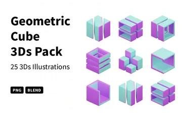 Geometrischer Würfel 3D Icon Pack