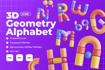Geometry Alphabet 3D Icon Pack