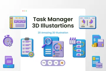 Gerenciador de tarefas Pacote de Illustration 3D