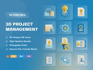 Gerenciamento de projetos Pacote de Icon 3D