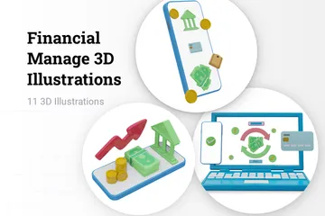 Gestão Financeira Pacote de Illustration 3D