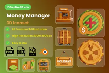 Gerente de dinheiro Pacote de Icon 3D