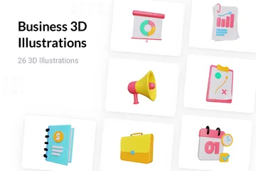 Geschäft 3D Illustration Pack