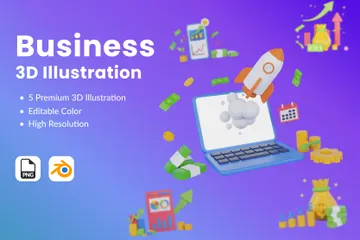 Geschäft 3D Illustration Pack