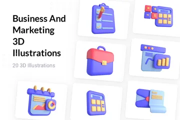 Geschäft und Marketing 3D Illustration Pack