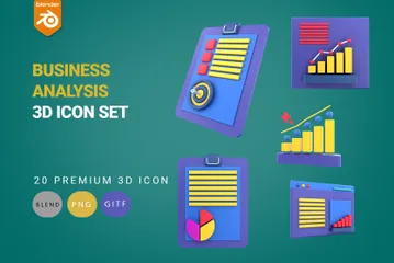 Geschäftsanalyse 3D Icon Pack