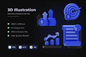 Geschäftsanalysen 3D Icon Pack
