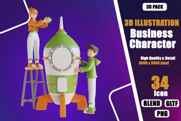 Geschäftscharakter 3D Illustration Pack