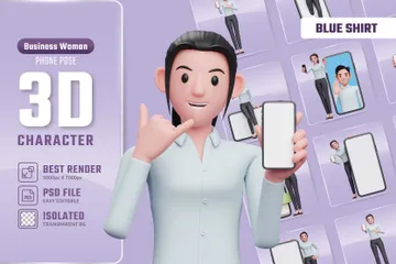Geschäftsfrau mit Smartphone 3D Illustration Pack