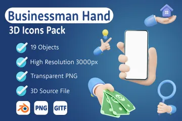 Geschäftsmann Hand 3D Icon Pack