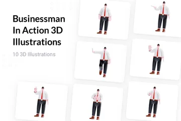 Geschäftsmann in Aktion 3D Illustration Pack