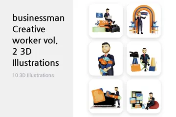 Geschäftsmann, kreativ, arbeiter, vol, 2 3D Illustration Pack