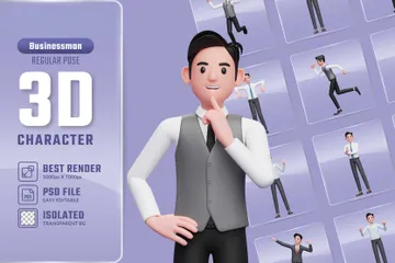 Geschäftsmann, normale Pose 3D Illustration Pack