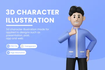 Geschäftsmann posiert glücklich 3D Illustration Pack