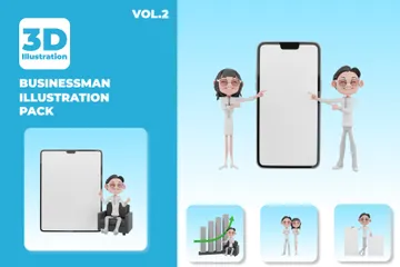Geschäftsmann und Geschäftsfrauen 3D Illustration Pack