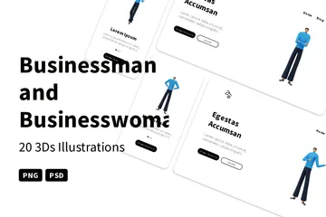 Geschäftsmann und Geschäftsfrau, Charakter 3D Illustration Pack