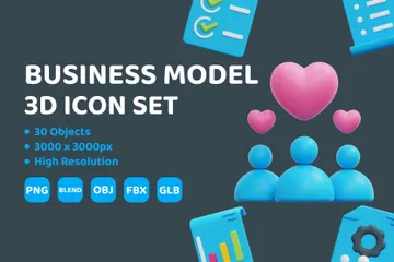 Geschäftsmodell 3D Icon Pack