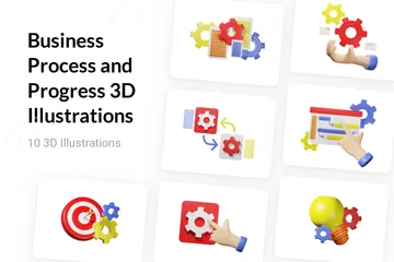 Geschäftsprozess und Fortschritt 3D Illustration Pack