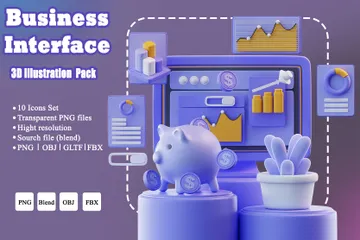 Business-Schnittstelle 3D Icon Pack