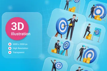 Geschäftsziel 3D Illustration Pack