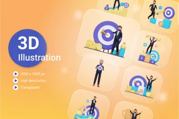 Geschäftsziel 3D Illustration Pack