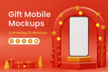Geschenk-Mobile-Mockups 3D Illustration Pack