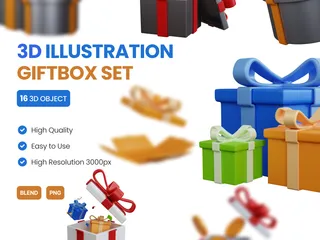Geschenkbox Set 3D Icon Pack