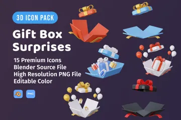 Geschenkbox-Überraschungen 3D Icon Pack